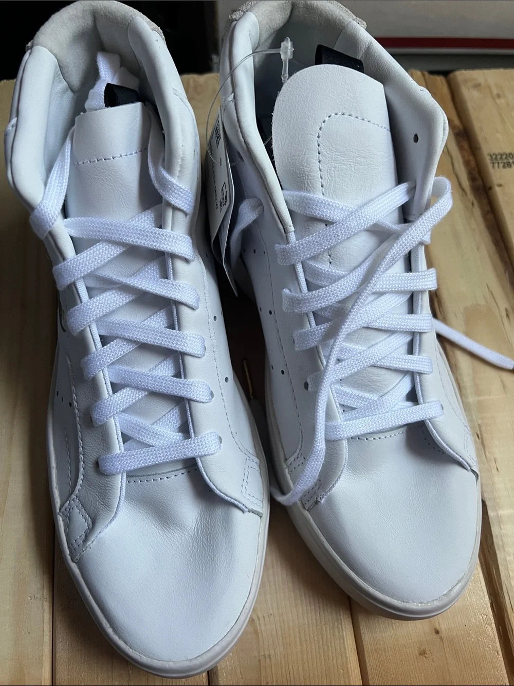 Adidas White High-Top Leather Sneakers